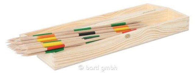 Mikados 27 cm boite bois - jeu d'adresse en bois - Rouge et Noir