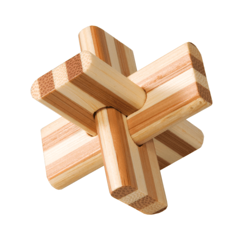 Mini casse - tête 3D en bois - Double Cross - Casse - tête en bois - Rouge et Noir