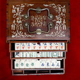 Objet collection - Mah - jong traditionnel Ivoire et bambou - jeu traditionnel jeu de mah - jong cadeau bel objet - Rouge et Noir