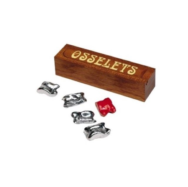 Osselets boite bois - jeu d'adresse en bois - Rouge et Noir