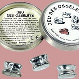 Osselets boite métal - jeu d'adresse en bois - Rouge et Noir