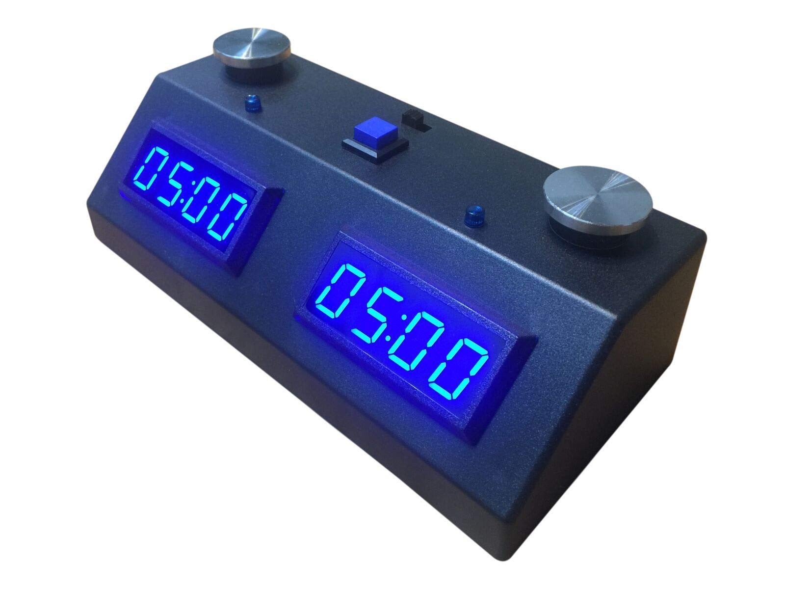 Pendule Echecs / Backgammon - Tactile - Noir LED Bleu - accessoire d'échecs pendule d'échecs - Rouge et Noir