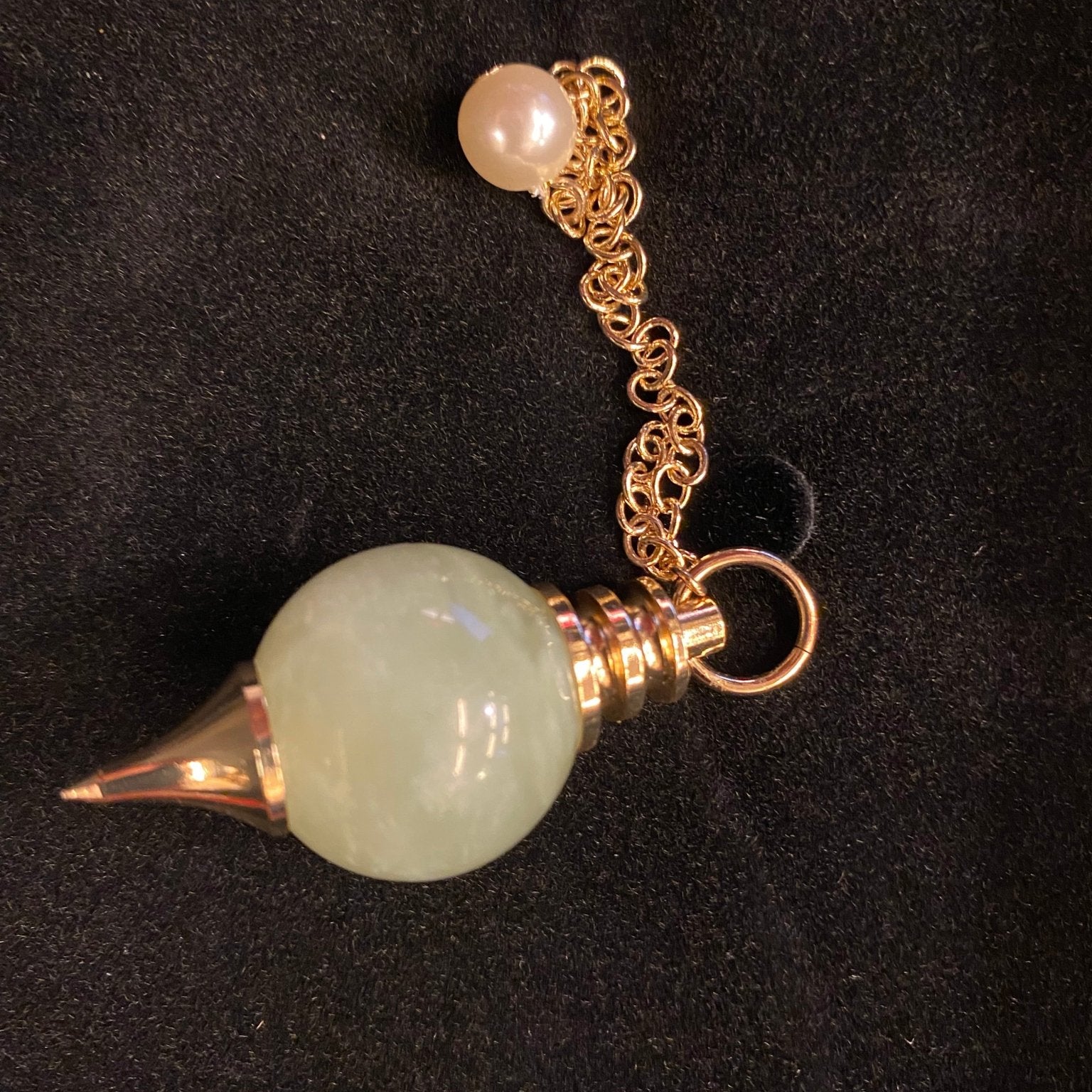 Pendule Sephoroton - Calcédoine Verte - Pendule divinatoire - Rouge et Noir