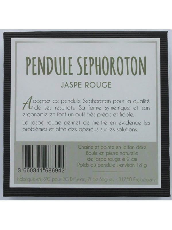 Pendule Sephoroton - Jaspe Rouge - Pendule divinatoire cadeau bel objet - Rouge et Noir