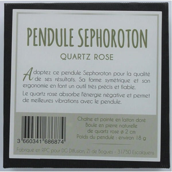 Pendule Sephoroton - Quartz Rose - Pendule divinatoire - Rouge et Noir