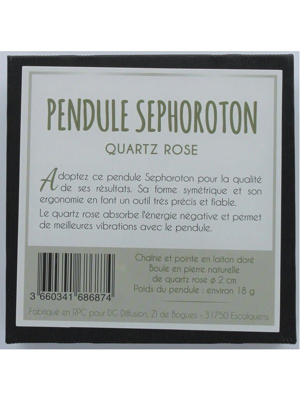 Pendule Sephoroton - Quartz Rose - Pendule divinatoire - Rouge et Noir