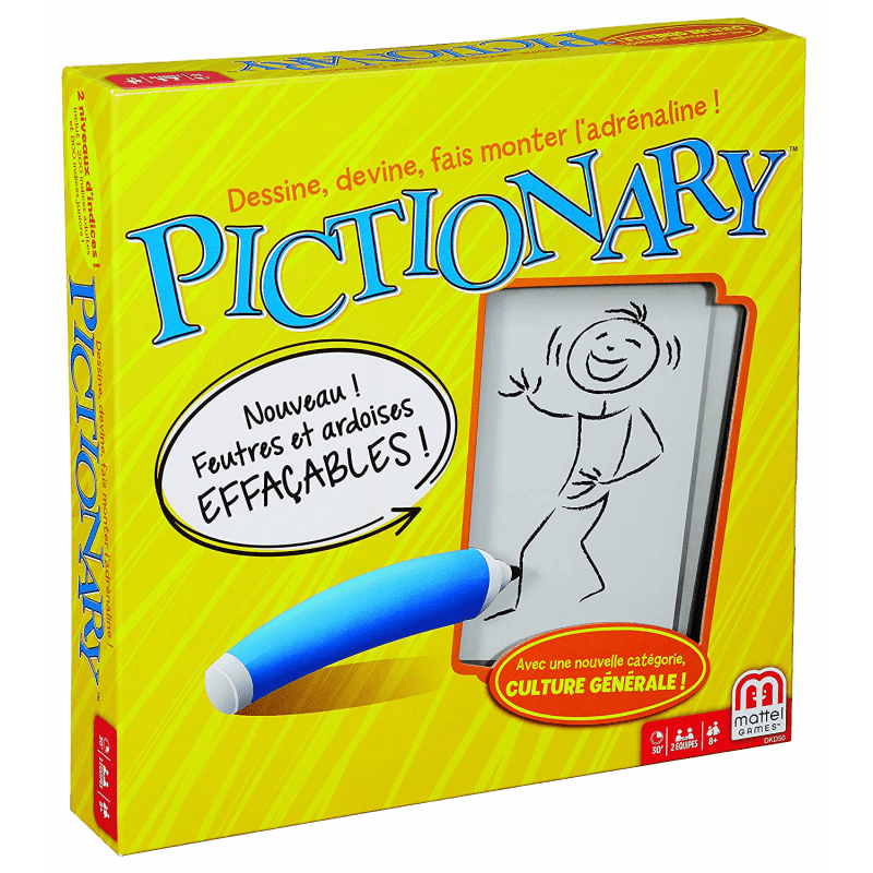 Pictionnary - Jeu de plateau d'ambiance et de vivacité - Rouge et Noir