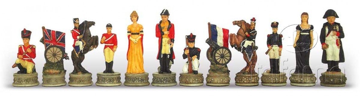 Pièces Bataille de Waterloo - Résine - Peint à la main - Pièces d’échecs décoratives figuratives - Rouge et Noir