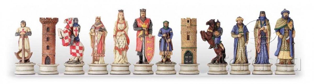 Pièces d’échecs Croisés / Sarazins - Pièces d’échecs décoratives figuratives - Rouge et Noir