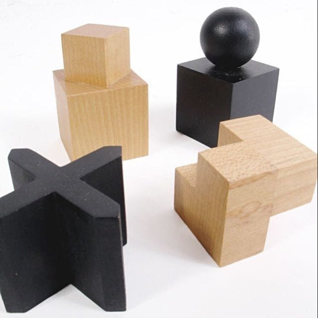 Pièces d'échecs du Bauhaus - jeu d'échecs pièces d'échecs décoratives - Rouge et Noir