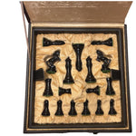 Pièces ébène cavalier cabré + Coffre luxe cuir - jeu d'échecs accessoire d'échecs boite d'échecs - Rouge et Noir