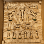 Pièces ébène cavalier cabré + Coffre luxe cuir - jeu d'échecs accessoire d'échecs boite d'échecs - Rouge et Noir