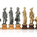 Pièces Napoléon - Bois et Métal - Fait à la main - Pièces d’échecs décoratives figuratives - Rouge et Noir