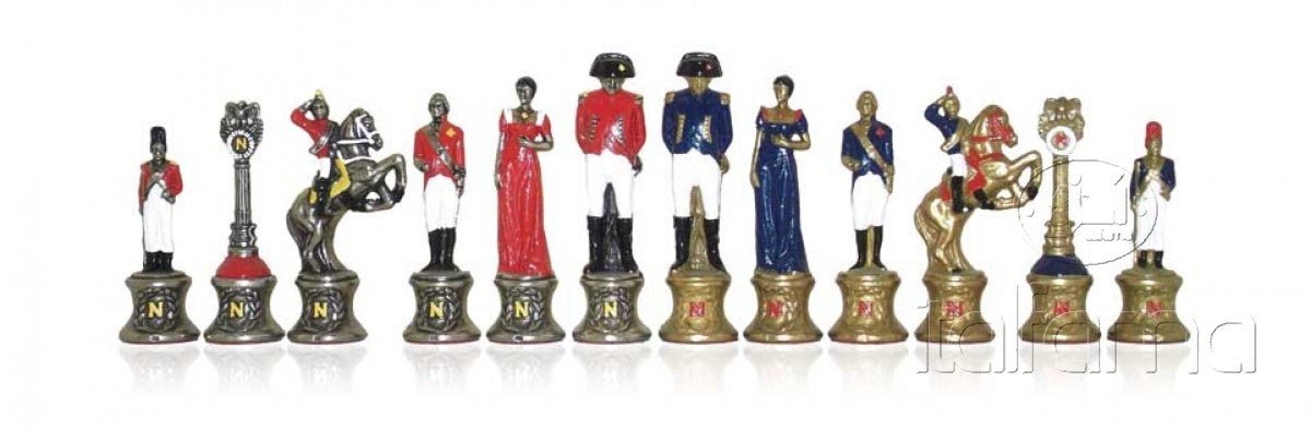 Pièces Napoléon - Métal peint à la main - Pièces d’échecs décoratives figuratives - Rouge et Noir