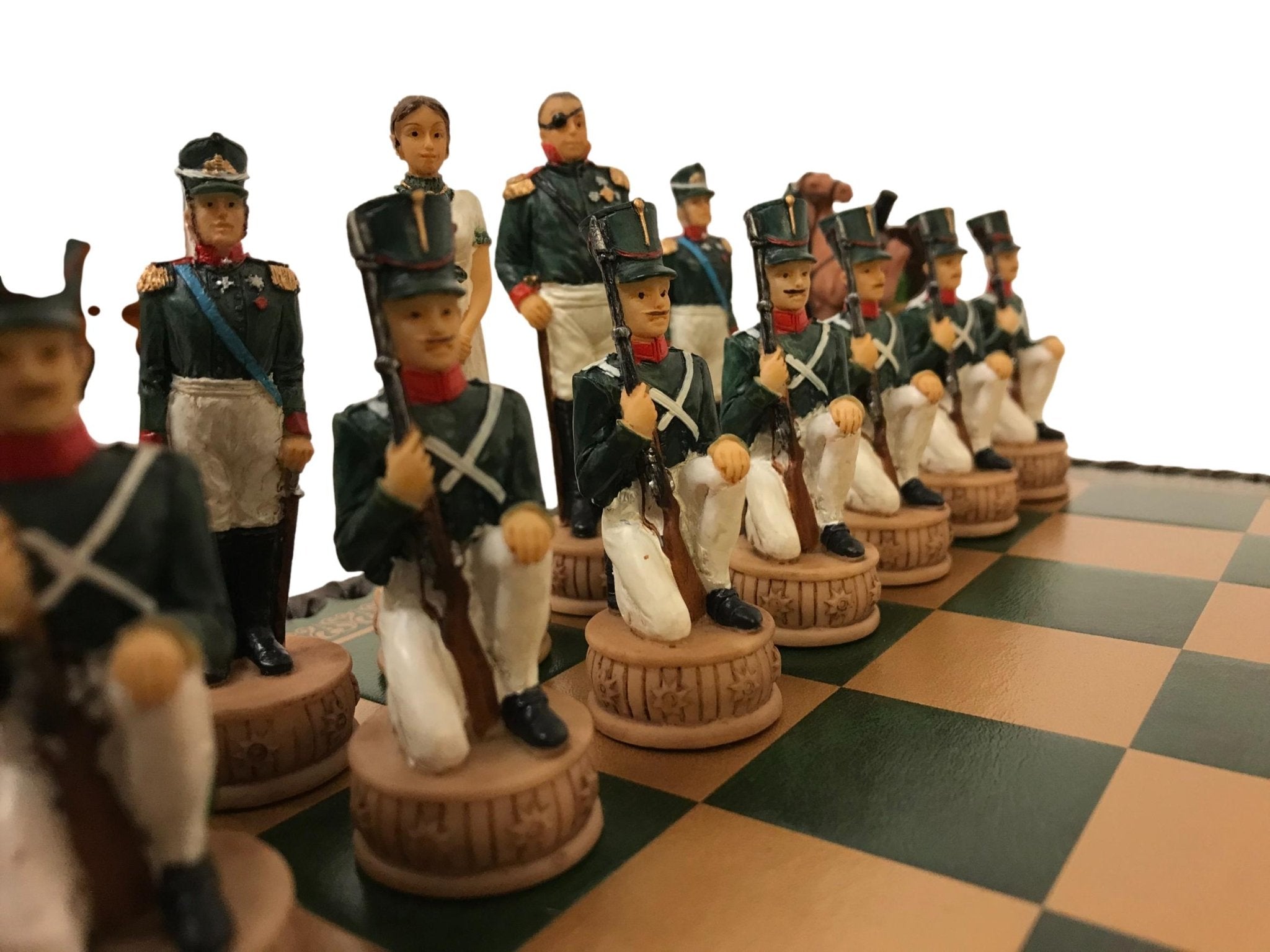 Pièces Napoléon Vs Russes - Résine - Peint à la main - Pièces d’échecs décoratives figuratives - Rouge et Noir
