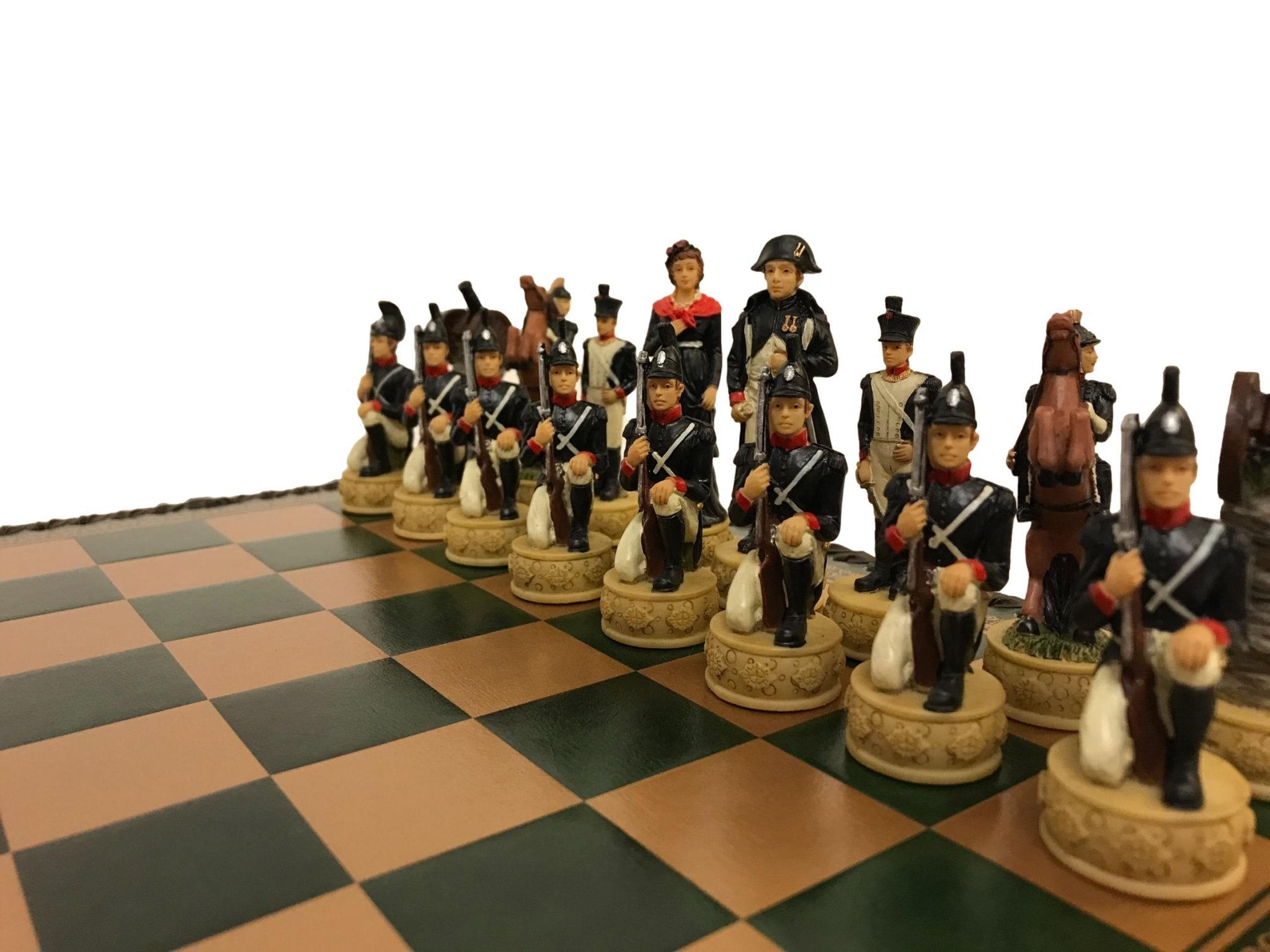 Pièces Napoléon Vs Russes - Résine - Peint à la main - Pièces d’échecs décoratives figuratives - Rouge et Noir