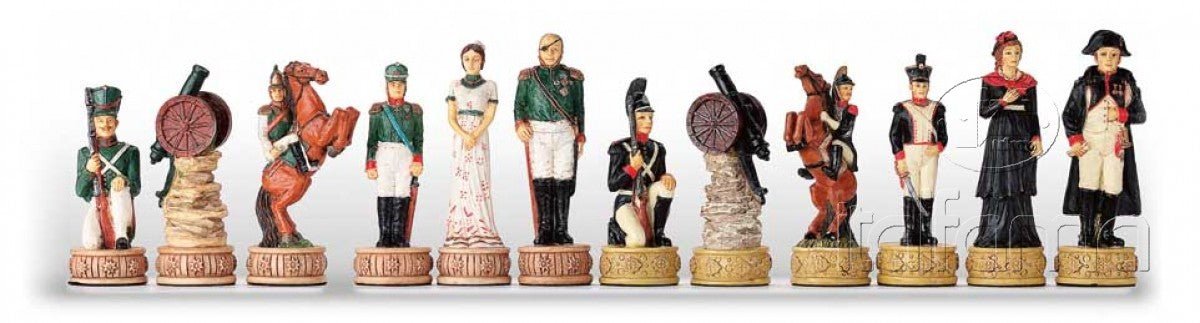 Pièces Napoléon Vs Russes - Résine - Peint à la main - Pièces d’échecs décoratives figuratives - Rouge et Noir