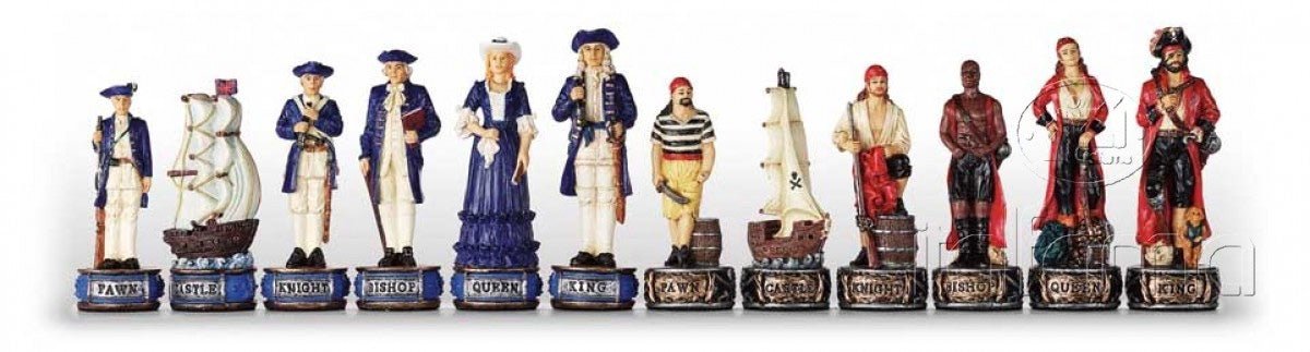 Pièces Pirates / Marine - Pièces d’échecs décoratives figuratives - Rouge et Noir