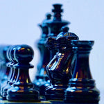 Pièces Ultimes en bois laqué - Bleu / Crème - Taille 3/4 - Chopra - Pièces d’échecs classiques et décoratives figuratives - Rouge et Noir