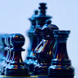 Pièces Ultimes en bois laqué - Bleu / Crème - Taille 3/4 - Chopra - Pièces d’échecs classiques et décoratives figuratives - Rouge et Noir