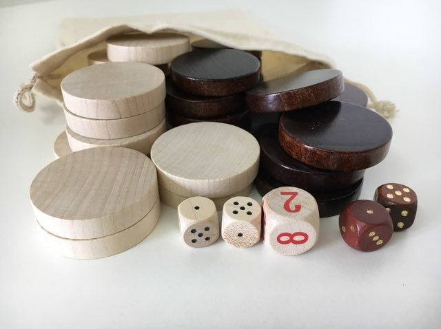 Pions Backgammon en bois Ulbrich - Pions de backgammon - Rouge et Noir