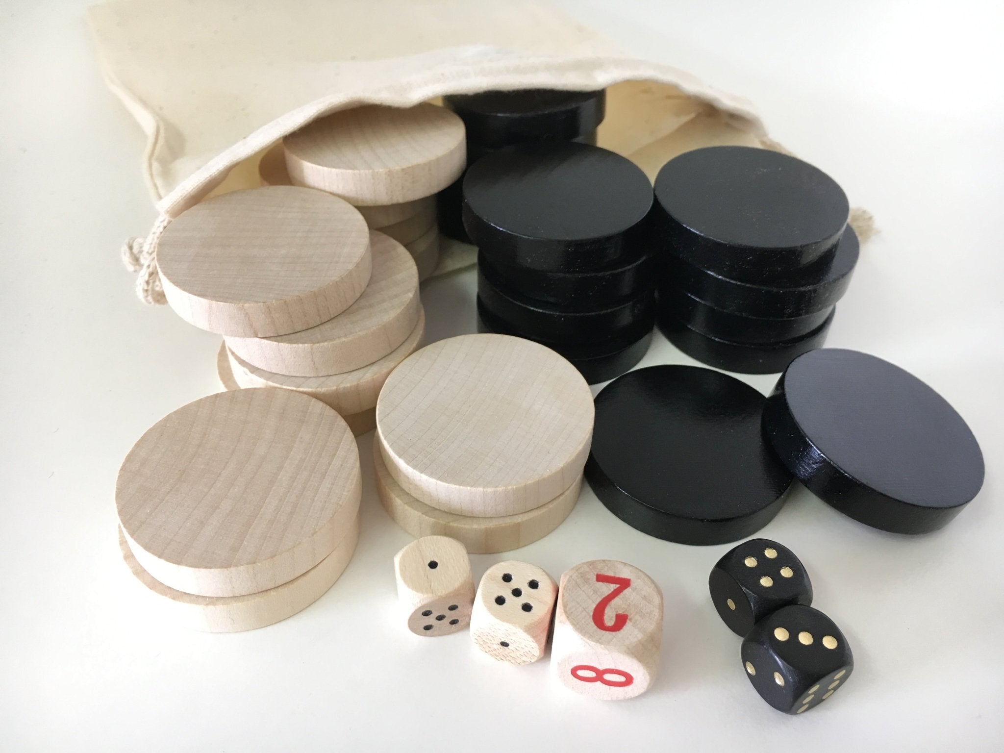 Pions Backgammon en bois Ulbrich - Pions de backgammon - Rouge et Noir