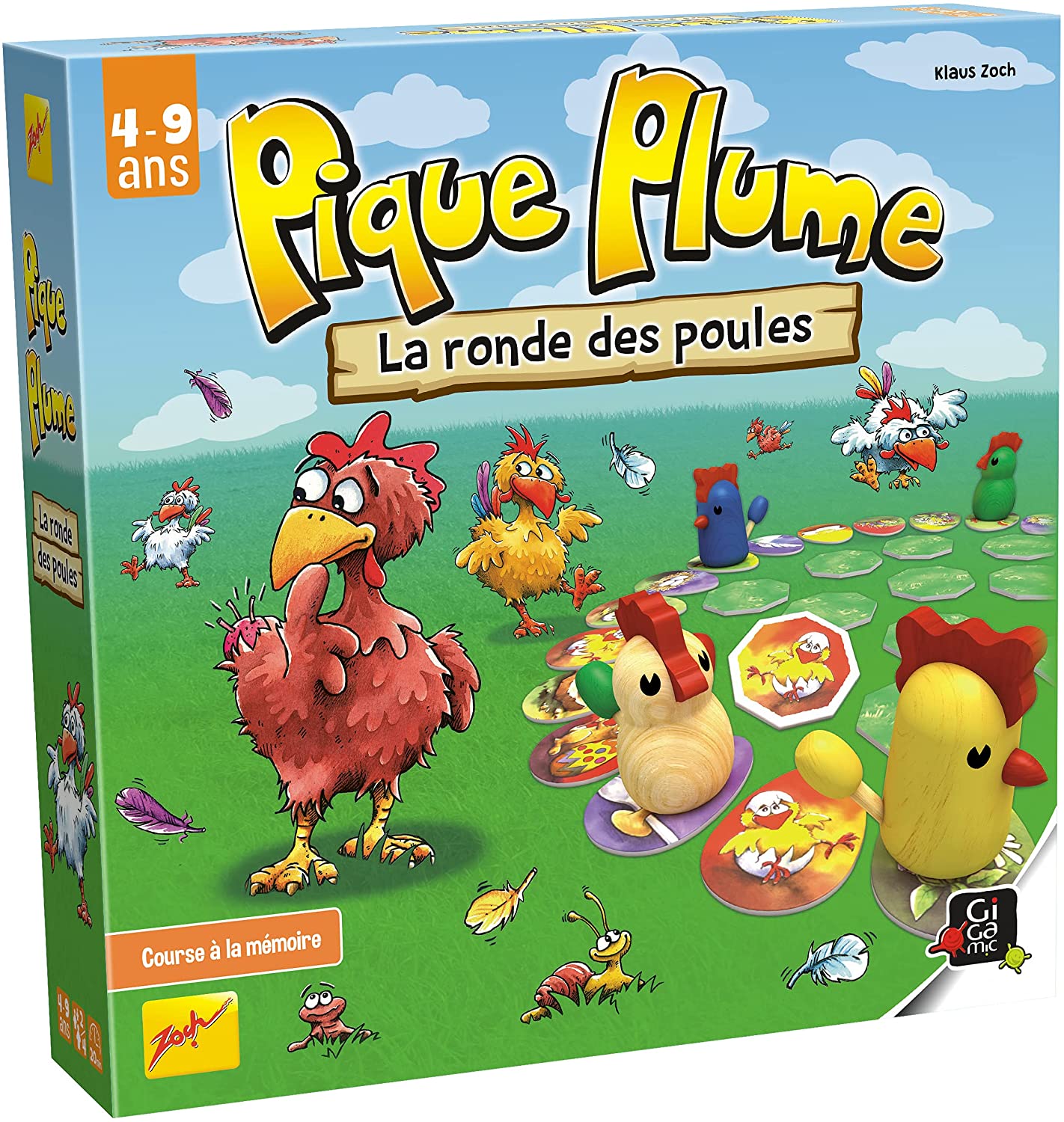 Pique Plume: La ronde des poules - Jeux de plateau enfants - Rouge et Noir