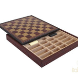Plateau d'échecs / échiquier en cuir - coffre - Bordeaux - Ital Fama - jeu d'échecs échiquier classique et décoratif - Rouge et Noir