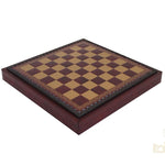 Plateau d'échecs / échiquier en cuir - coffre - Bordeaux - Ital Fama - jeu d'échecs échiquier classique et décoratif - Rouge et Noir
