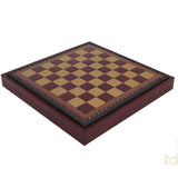 Plateau d'échecs / échiquier en cuir - coffre - Bordeaux - Ital Fama - jeu d'échecs échiquier classique et décoratif - Rouge et Noir
