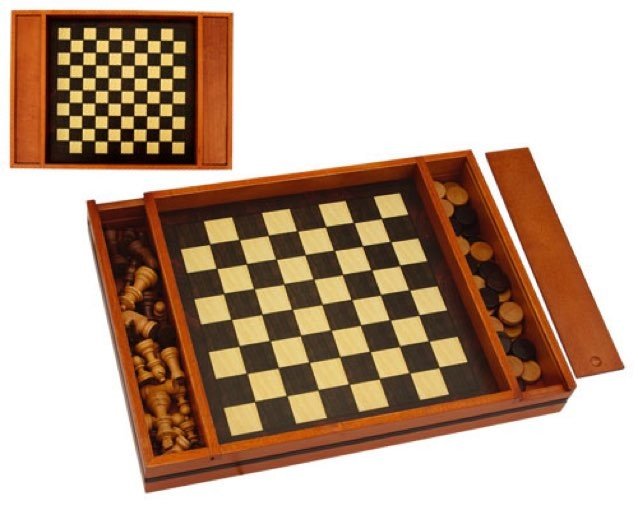 Plumier Dames / Echecs Imprimé - jeu traditionnel jeu de dames - Rouge et Noir