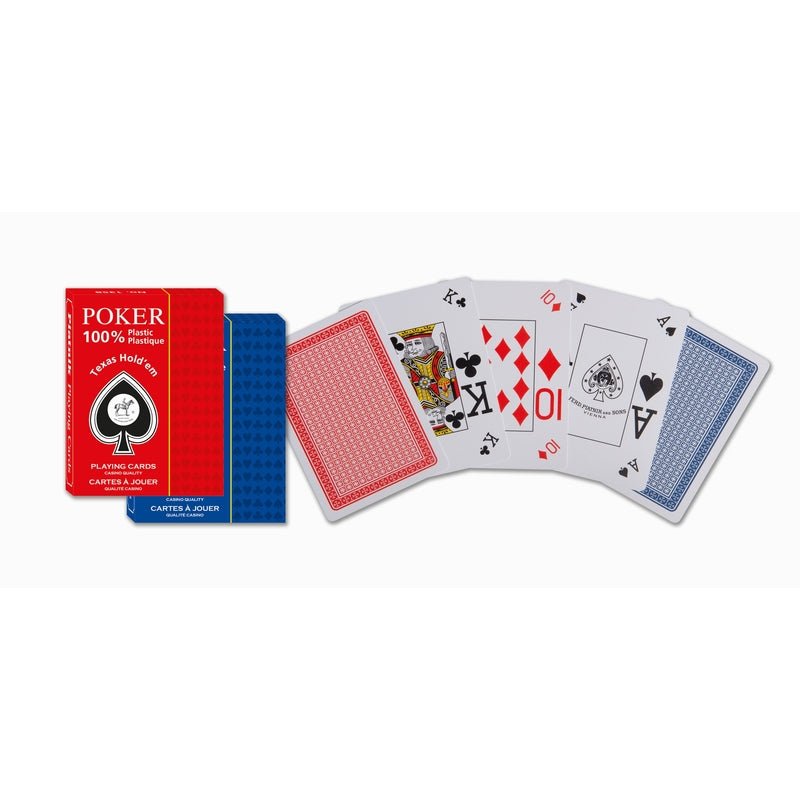 Poker Texas 100% plastique - cartes de poker - Rouge et Noir