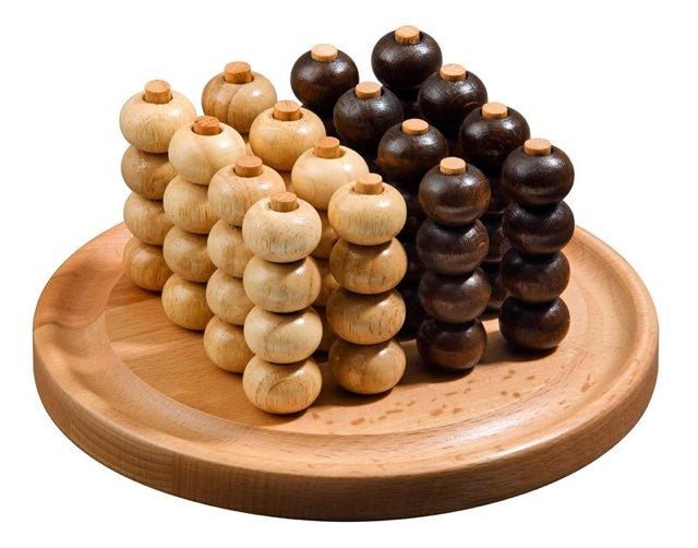 Puissance 4 3D - rond - Jeu de stratégie en bois - Rouge et Noir