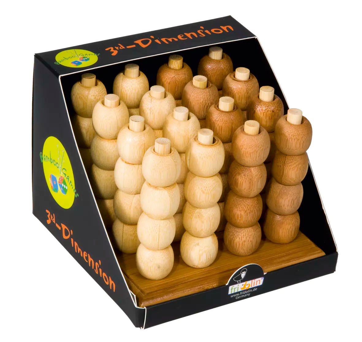 Puissance 4 - 3D - socle carré - Casse - tête en bois pyramide enfant - Rouge et Noir