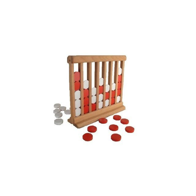 Puissance 4 en bois refermable - Jeu de stratégie en bois - Rouge et Noir