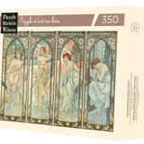 Puzzle Bois Michèle Wilson - 350 pièces - Les heures du jour - Mucha - Puzzle en bois Michèle Wilson - Rouge et Noir