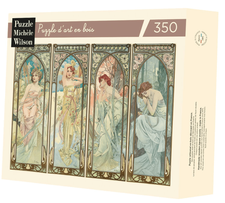 Puzzle Bois Michèle Wilson - 350 pièces - Les heures du jour - Mucha - Puzzle en bois Michèle Wilson - Rouge et Noir