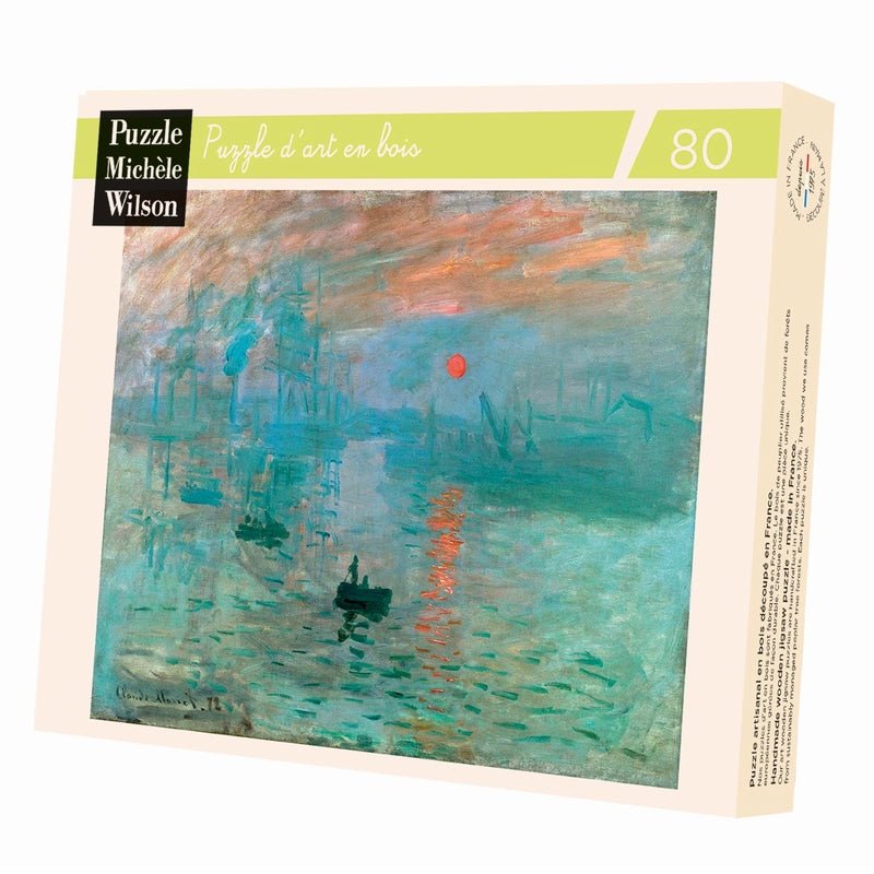 Puzzle Bois Michèle Wilson - 80 pièces - Impression Soleil Levant - Monet - Puzzle en bois Michèle Wilson - Rouge et Noir