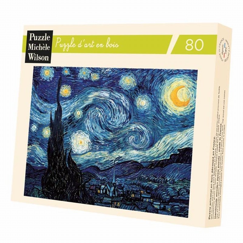 Puzzle Bois Michèle Wilson - 80 pièces - Nuit Etoilée - Van Gogh - Puzzle en bois Michèle Wilson - Rouge et Noir