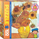 Puzzle Eurographics - 100 p - Douze Tournesols - Vincent Van Gogh - Puzzle en carton enfant - Rouge et Noir