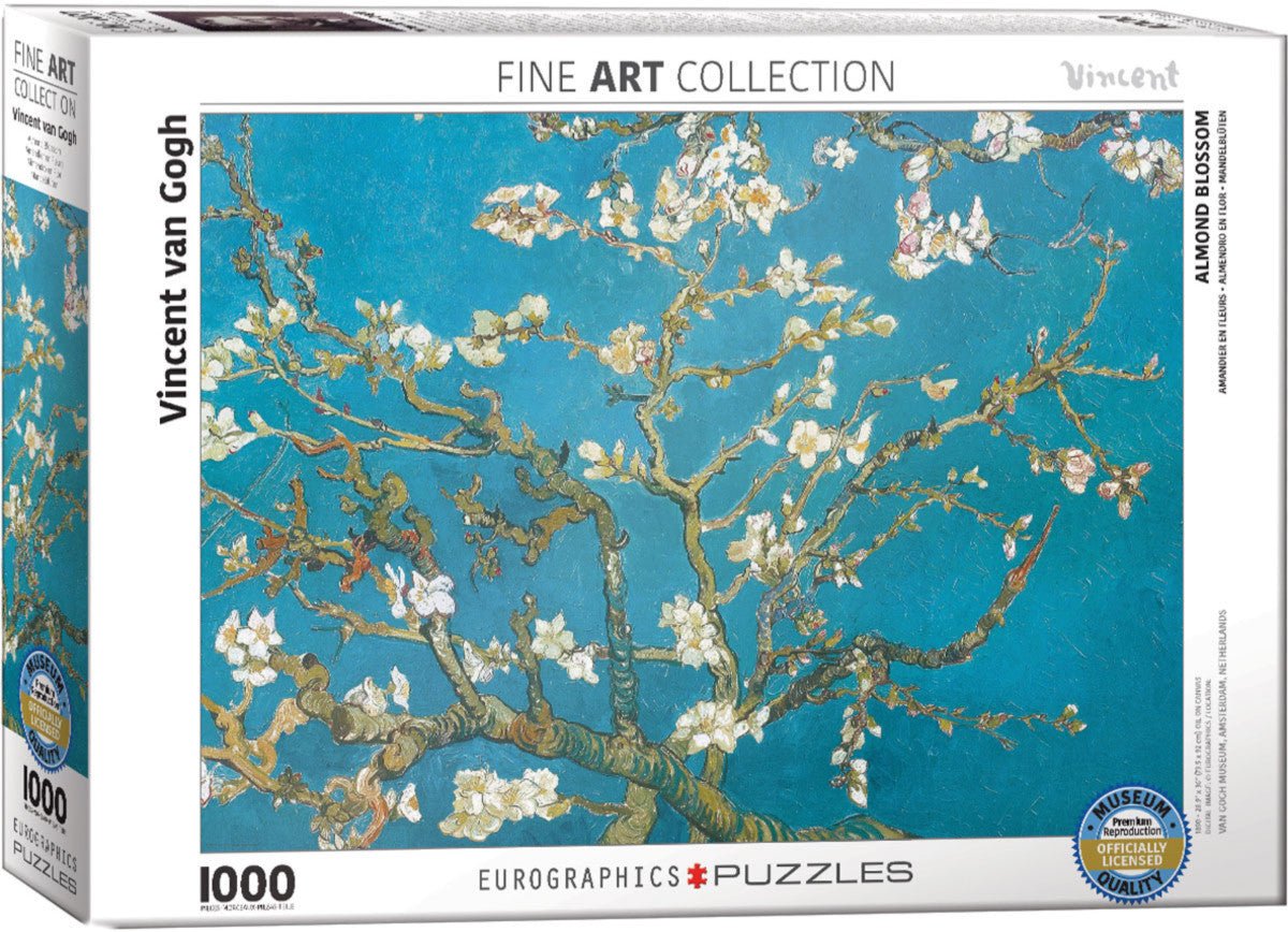 Puzzle Eurographics - 1000 p - Amandier en fleurs - Van Gogh - Puzzle en carton cadeau sénior adulte - Rouge et Noir