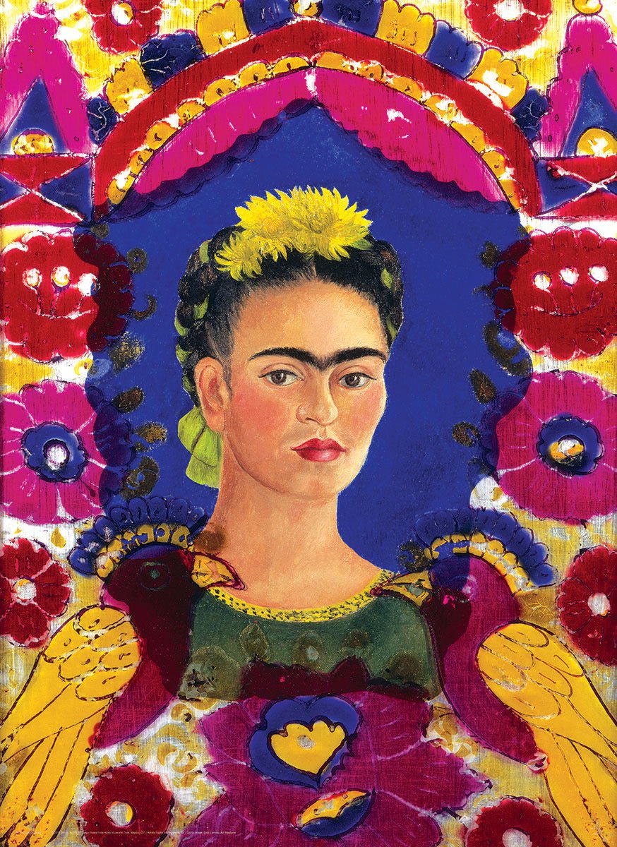 Puzzle Eurographics - 1000 p - Autoportrait / Le cadre - Frida Kahlo - Puzzle en carton - Rouge et Noir