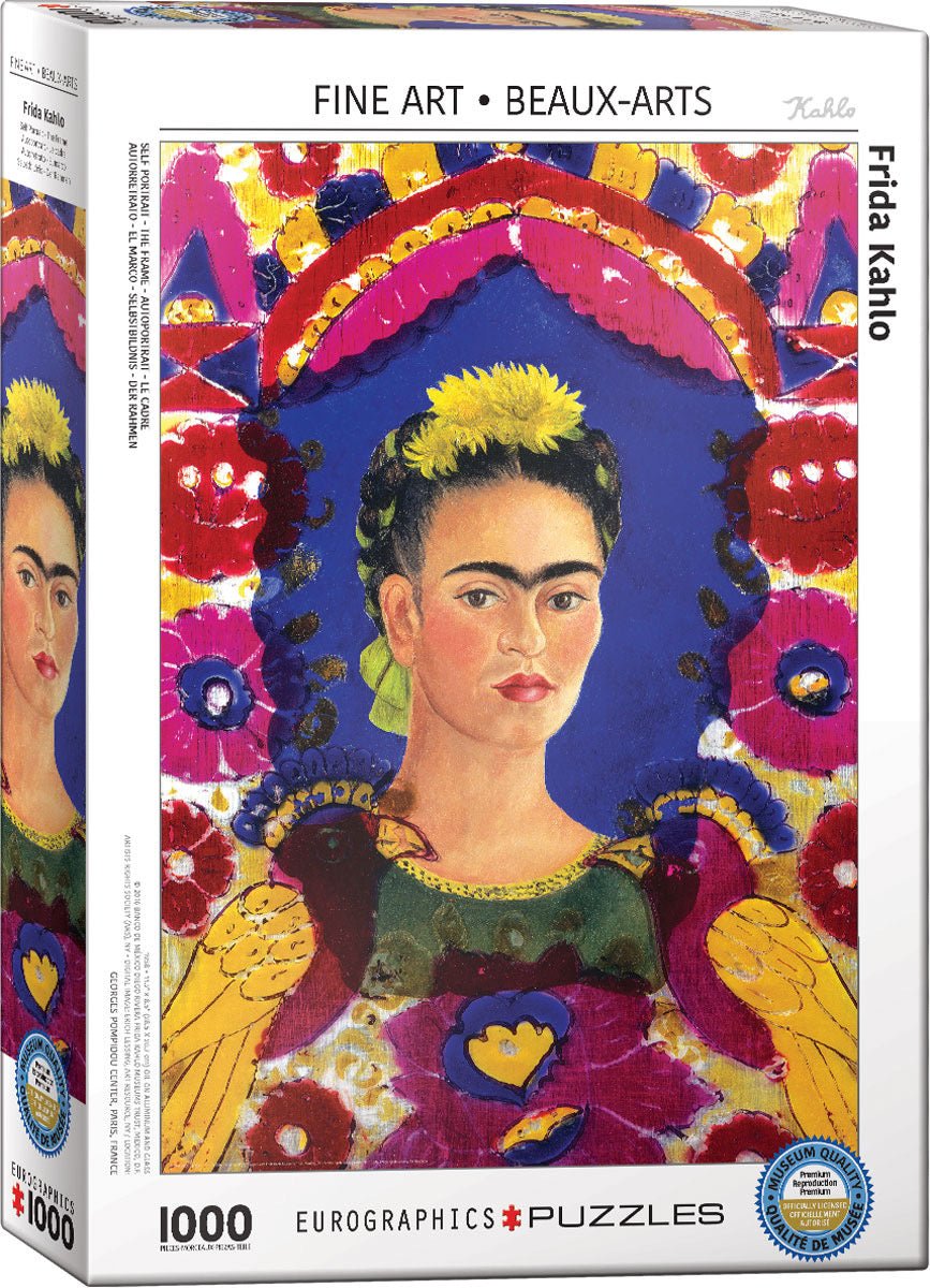 Puzzle Eurographics - 1000 p - Autoportrait / Le cadre - Frida Kahlo - Puzzle en carton - Rouge et Noir