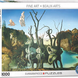 Puzzle Eurographics - 1000 p - Cygnes reflétant des éléphants - Dali - Puzzle en carton - Rouge et Noir