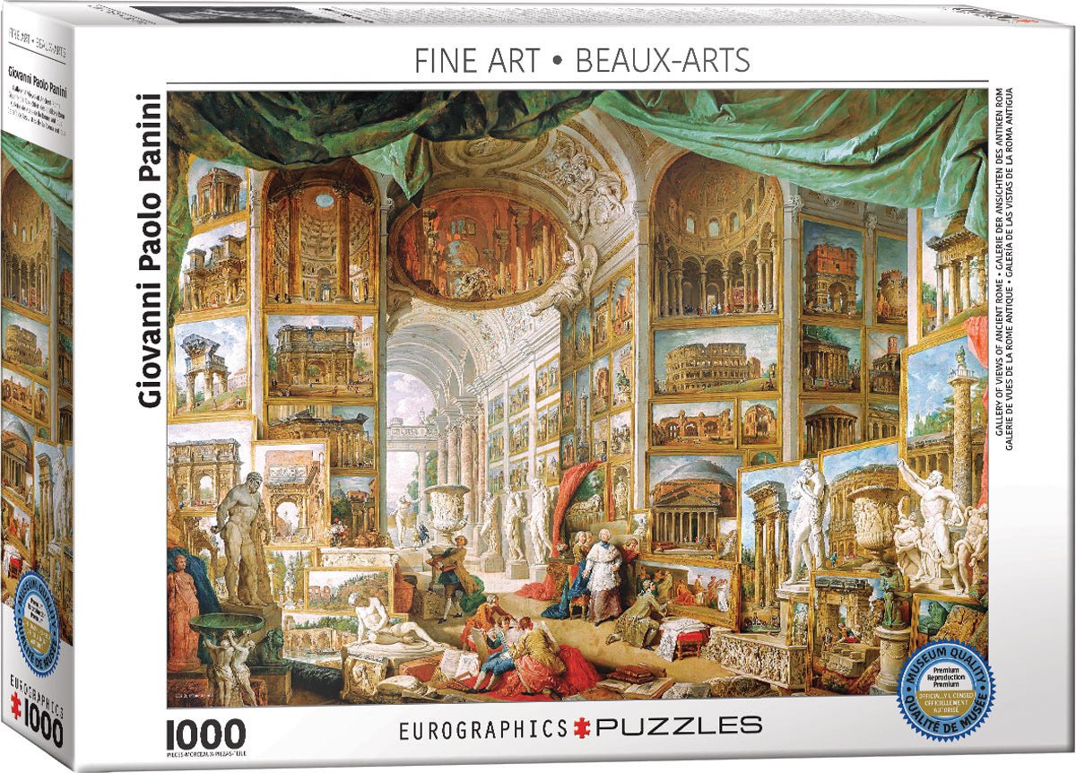 Puzzle Eurographics - 1000 p - Galerie de vues de la Rome moderne - Panini - Puzzle en carton - Rouge et Noir