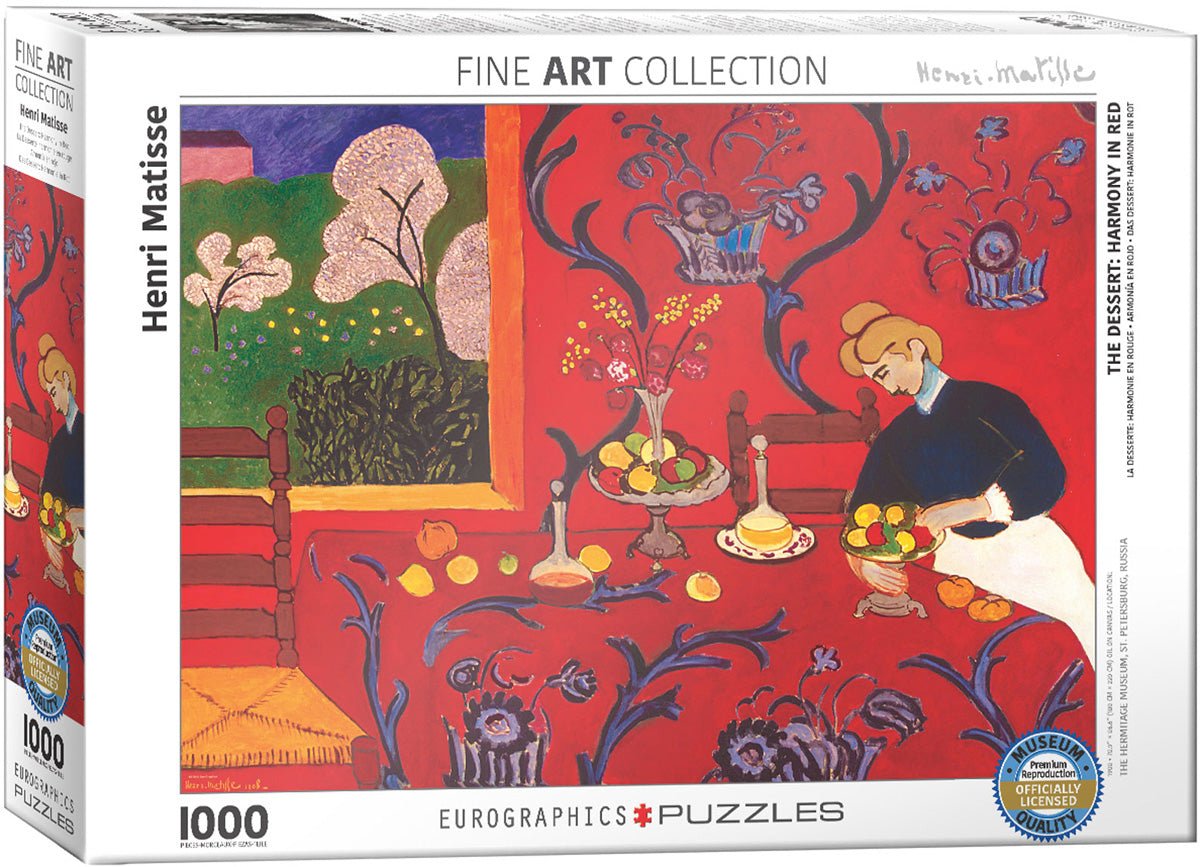 Puzzle Eurographics - 1000 p - Harmonie en rouge - Matisse - Puzzle en carton cadeau sénior - Rouge et Noir