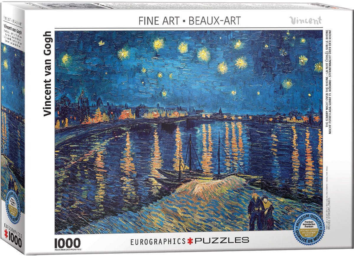 Puzzle Eurographics - 1000 p - Iris La nuit étoilée sur le Rhône - Vincent Van Gogh - Puzzle en carton - Rouge et Noir