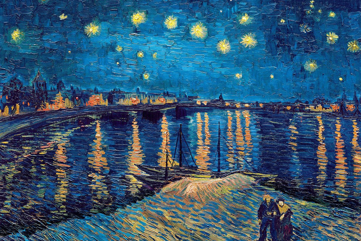 Puzzle Eurographics - 1000 p - Iris La nuit étoilée sur le Rhône - Vincent Van Gogh - Puzzle en carton - Rouge et Noir