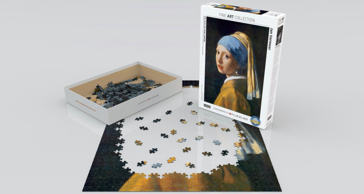 Puzzle Eurographics - 1000 p - La Dame à La Perle - Vermeer - Puzzle en carton - Rouge et Noir