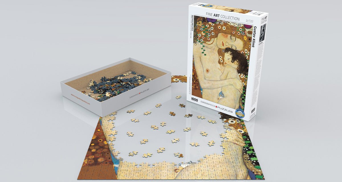 Puzzle Eurographics - 1000 p - La mère et l'enfant - Klimt - Puzzle en carton - Rouge et Noir